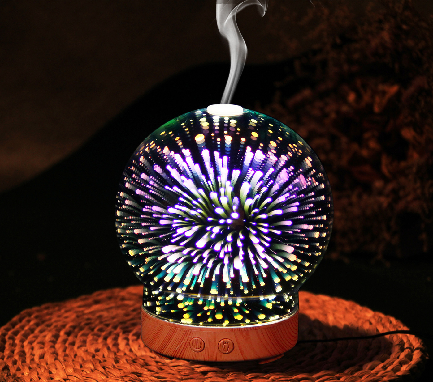 3D Glass Ultrasound Aroma Diffuser Humidifier 7 Color-changing 100ml 